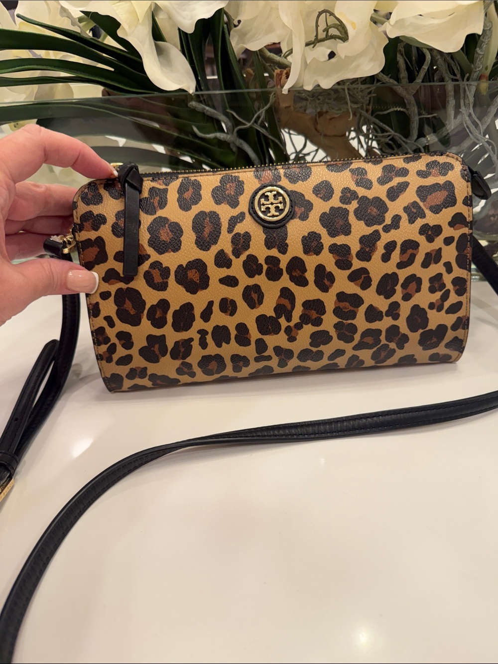 Tory Burch Leopard Print Crossbody in Brown and Black